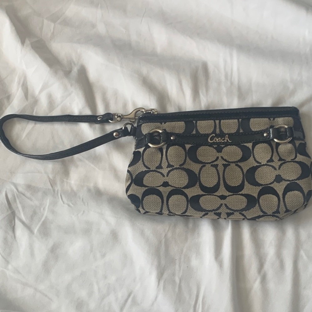 Coach Signature Black and Gray Wristlet